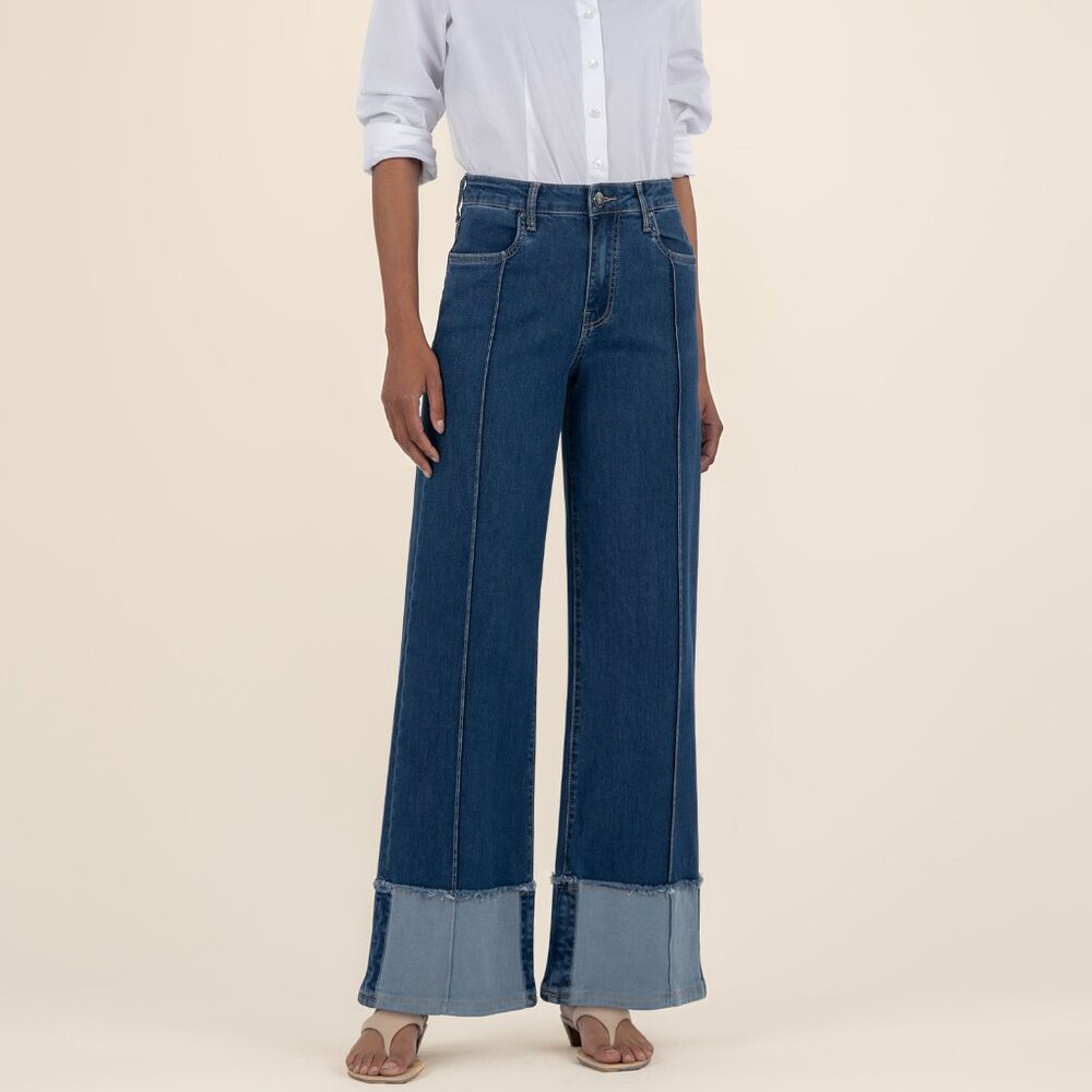 Kut from the Kloth Margo High Rise Wide Leg Size 1010 / Persist W/Dk Base Wash